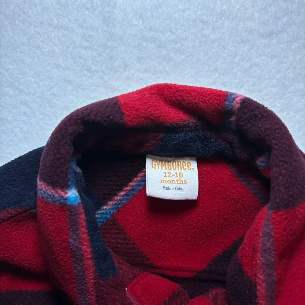 Gymboree 12-18M Baby Boy Red Navy Plaid Button Up Shirt Jacket Flannel Top